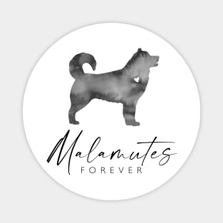 Malamute Dog Lover Gift - Ink Effect Silhouette - Malamutes Forever Magnet